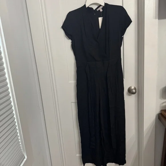 Nordstrom Chelsea 28 Black Viscose Crossover Front Jumpsuit Med NEW WITH TAGS - Picture 1 of 12
